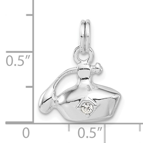 Sterling Silver 3-D CZ Perfume Bottle Charm