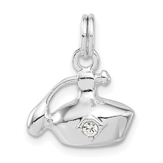 Sterling Silver 3-D CZ Perfume Bottle Charm