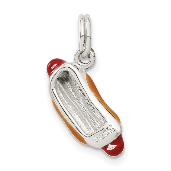 Sterling Silver Enameled Hotdog Charm