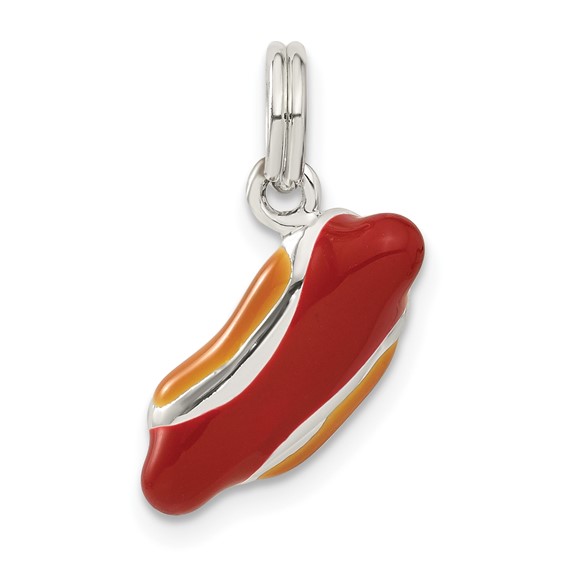 Sterling Silver Enameled Hotdog Charm