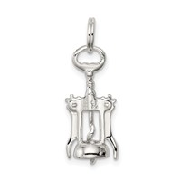 Sterling Silver Rhodium-plated Wine Bottle Opener Charm view 4
