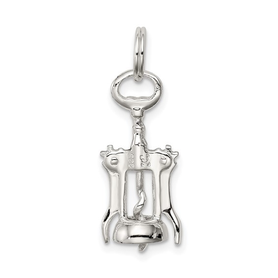 Sterling Silver Rhodium-plated Wine Bottle Opener Charm