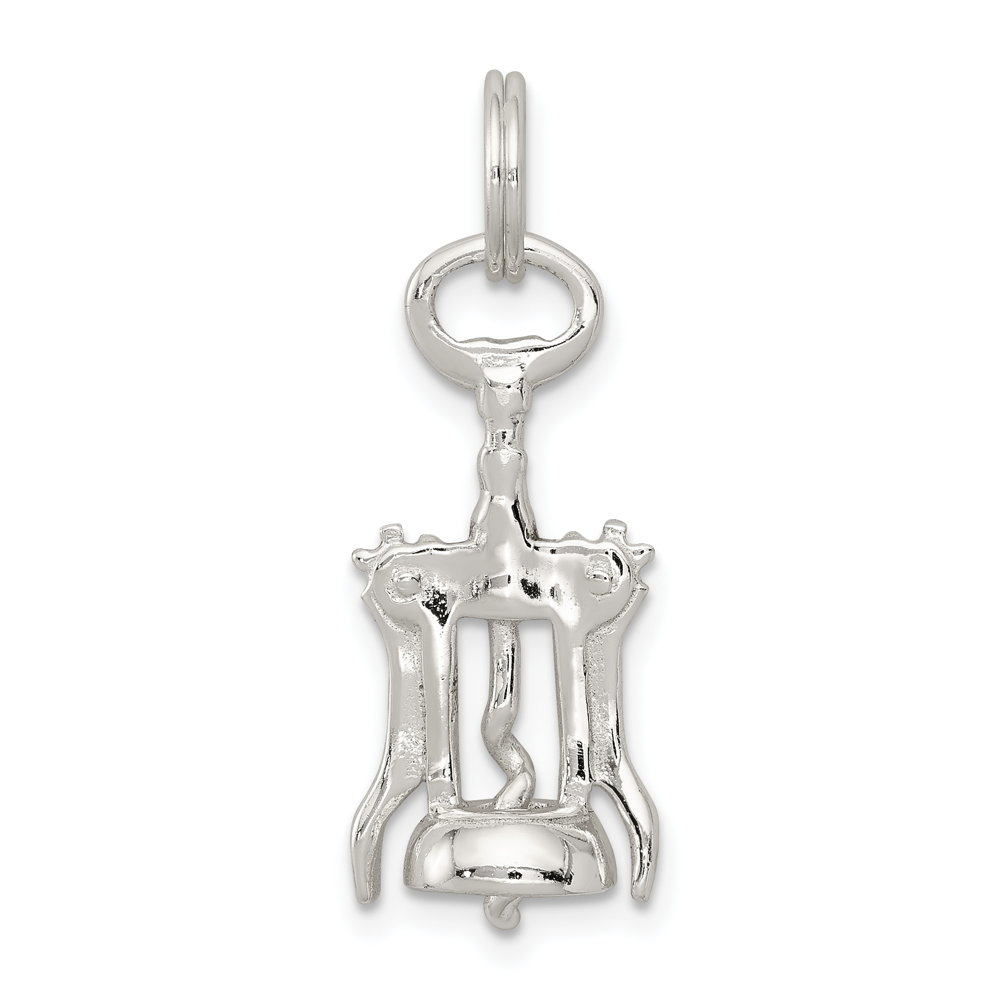 Sterling Silver Rhodium-plated Wine Bottle Opener Charm (QC4696)