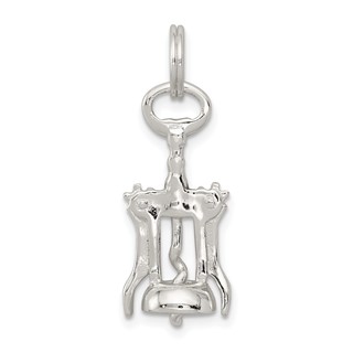 Sterling Silver Rhodium-plated Wine Bottle Opener Charm