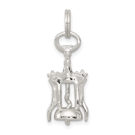 Sterling Silver Rhodium-plated Wine Bottle Opener Charm
