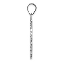 Sterling Silver Rhodium-plated Fancy Edge Polished Front Satin Back Engravable 30mm Round Pendant view 2
