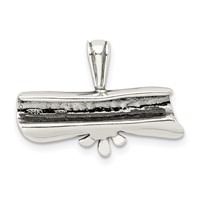 Sterling Silver Polished Antiqued Diploma Pendant view 3