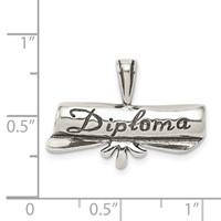 Sterling Silver Polished Antiqued Diploma Pendant view 4