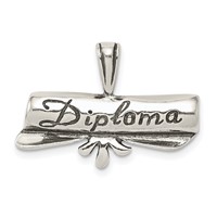 Sterling Silver Polished Antiqued Diploma Pendant view 1