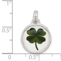 Sterling Silver Rhodium-plated Four Leaf Clover Charm view 3