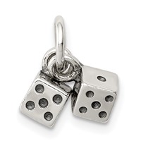 Sterling Silver Antique Dice Charm view 1