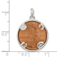 Sterling Silver Rhodium-plated Penny Charm view 3
