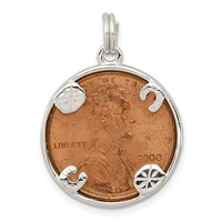 Sterling Silver Rhodium-plated Penny Charm view 1