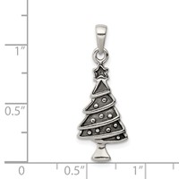 Sterling Silver Antiqued Christmas Tree Pendant view 3