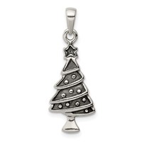 Sterling Silver Antiqued Christmas Tree Pendant view 1