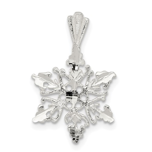 Sterling Silver Polished Diamond-cut Snowflake Pendant