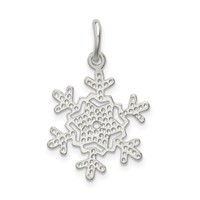 Sterling Silver Diamond Cut Snowflake Charm view 3