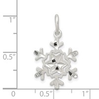 Sterling Silver Diamond Cut Snowflake Charm view 4