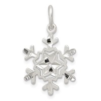 Sterling Silver Diamond Cut Snowflake Charm view 1
