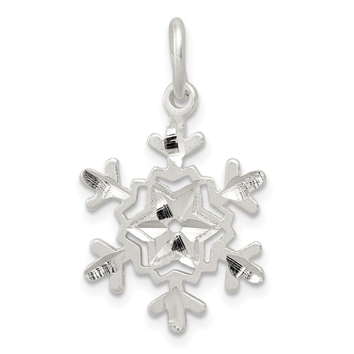Sterling Silver Diamond-cut Snowflake Charm