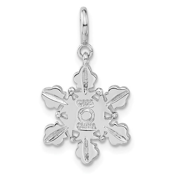 Sterling Silver Iridescent Crystal Snowflake w/ Spring Ring Clasp Charm