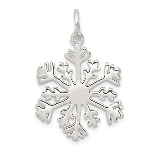 Sterling Silver Polished Reversible Large Snowflake Charm