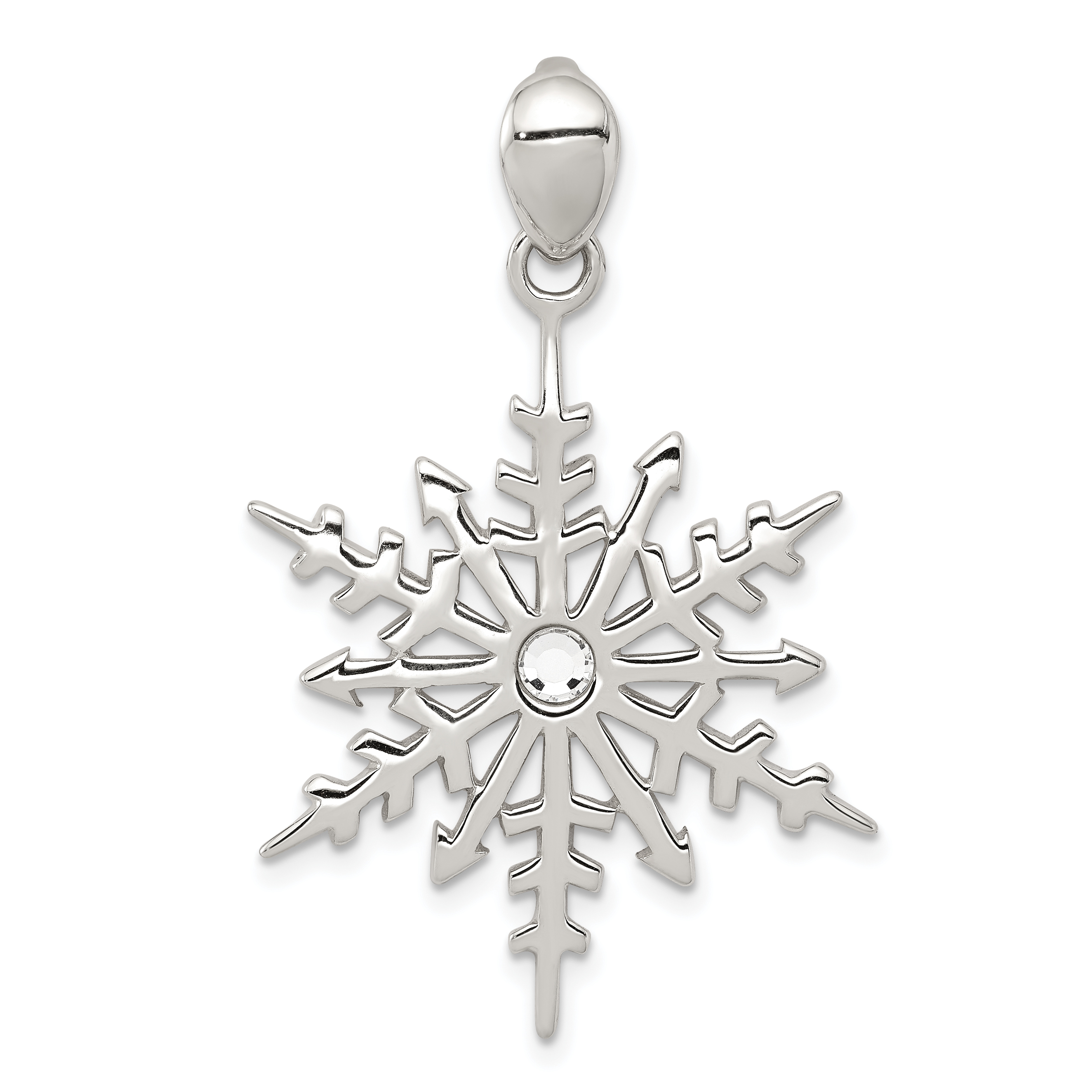 Sterling Silver Snowflake with Stellux Crystal Pendant (QC4753)