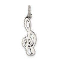 Sterling Silver Rhodium-plated Music Note Charm view 4
