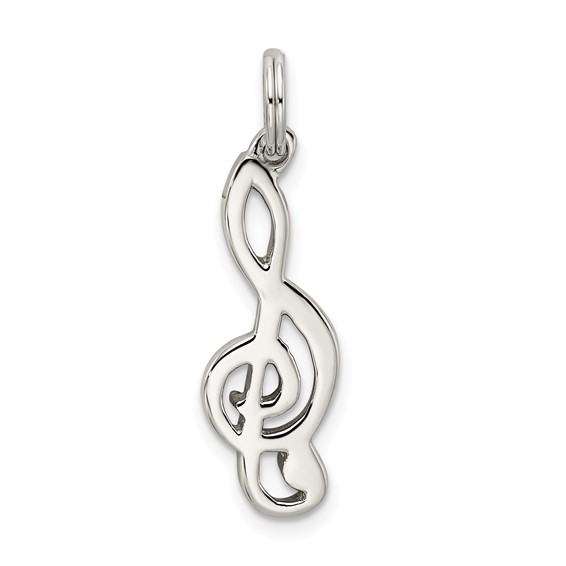 Sterling Silver Rhodium-plated Music Note Charm