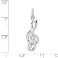Sterling Silver Rhodium-plated Music Note Charm view 3