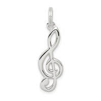 Sterling Silver Rhodium-plated Music Note Charm view 1