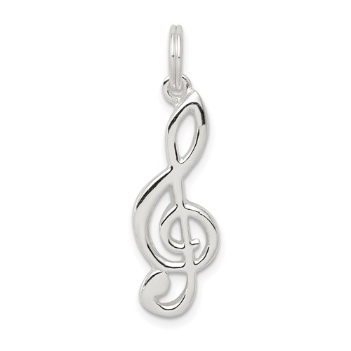 Sterling Silver Rhodium-plated Music Note Charm