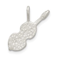 Sterling Silver Diamond Cut Violin Pendant view 4