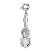 Sterling Silver Rhodium-plated Enameled & Preciosa Crystal Violin Charm view 3