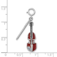Sterling Silver Rhodium-plated Enameled & Preciosa Crystal Violin Charm view 4