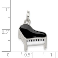Sterling Silver Rhodium-plated Enameled Piano Charm view 3