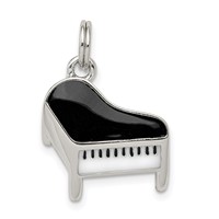 Sterling Silver Rhodium-plated Enameled Piano Charm view 1