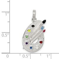 Sterling Silver Rhodium-plated Enameled Painting Palette Charm view 3