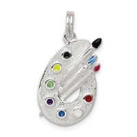 Sterling Silver Rhodium-plated Enameled Painting Palette Charm view 1