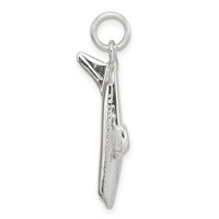 Sterling Silver Rhodium-plated Airplane Charm view 2