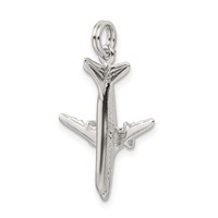 Sterling Silver Rhodium-plated Airplane Charm view 5