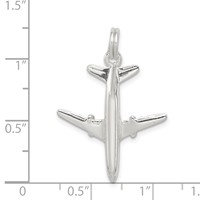 Sterling Silver Rhodium-plated Airplane Charm view 3
