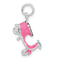 Sterling Silver 3-D Polished Multicolor Enamel Motor Scooter Charm view 2