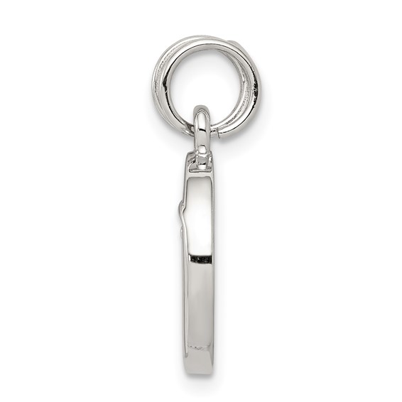 Sterling Silver Rhodium-plated Enameled and CZ Moon and Star Charm