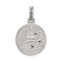 Sterling Silver Rhodium-plated Blue Enameled and CZ Moon and Stars Charm view 4