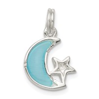 Sterling Silver Blue Enameled Moon and Star Charm view 4