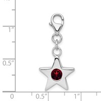 Sterling Silver Rhodium-plated January CZ Birthstone Star Charm view 4