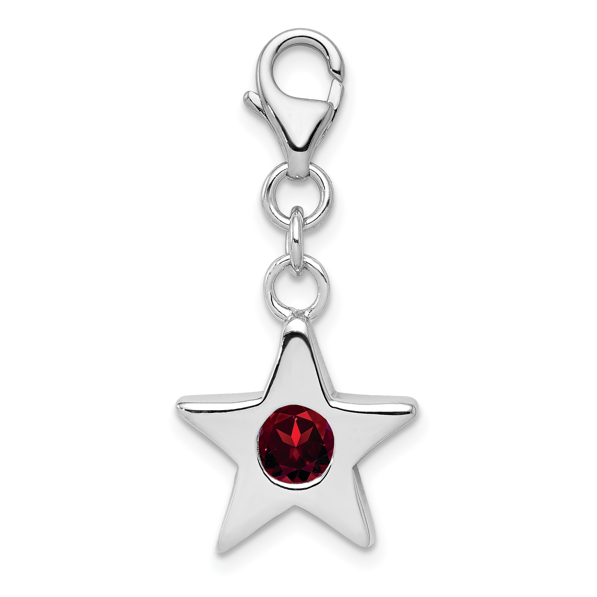 Sterling Silver Rhodium-plated January CZ Birthstone Star Charm (QC4810)