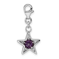 Sterling Silver Rhodium-plated February CZ Birthstone Star Charm view 3