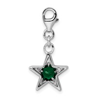 Sterling Silver Rhodium-plated May CZ Birthstone Star Charm view 3